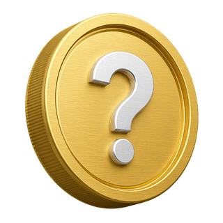 Moneta d'oro tridimensionale con punto interrogativo usata come elemento decorativo nella pagina FAQ